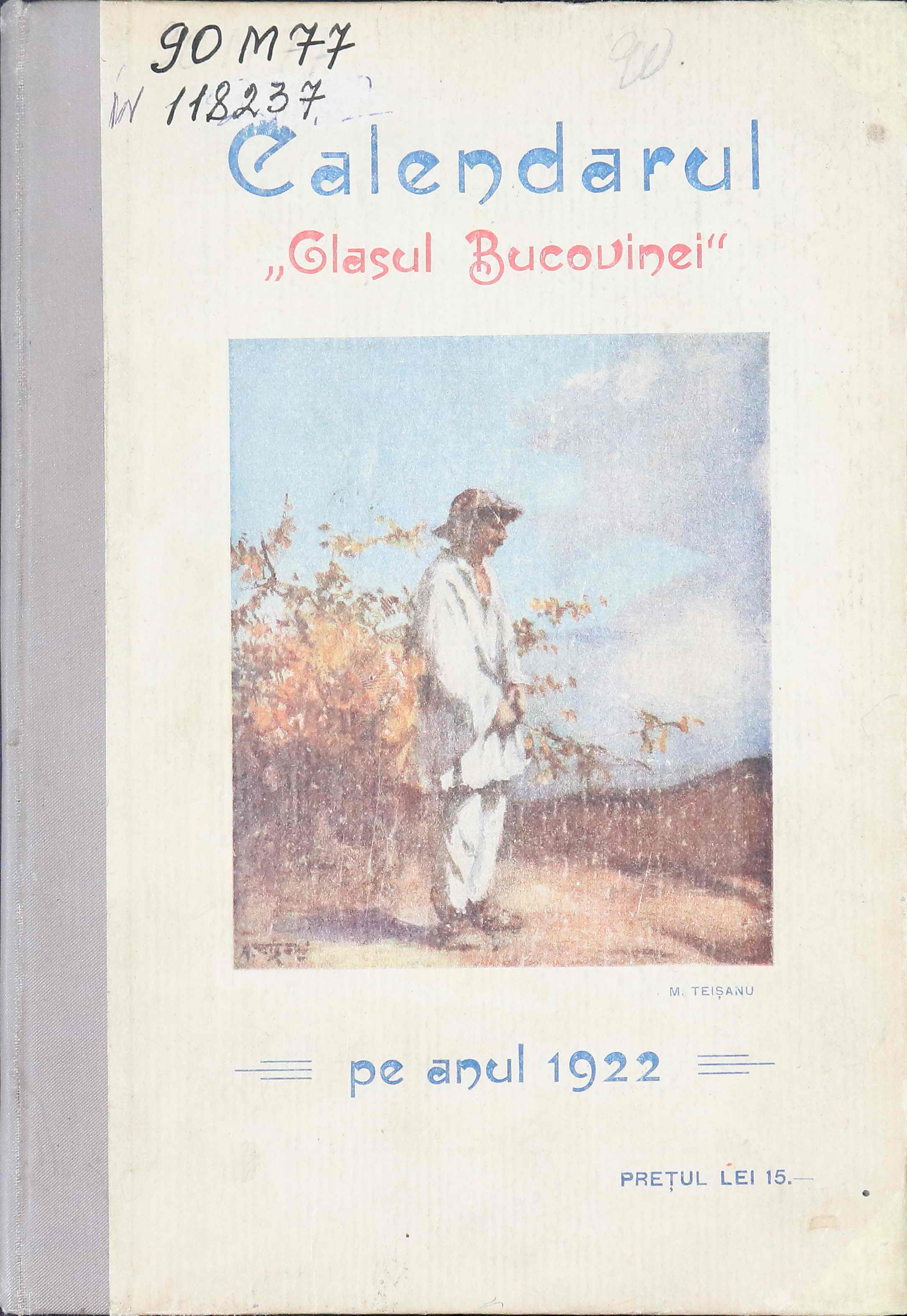 Calendarul Glasul Bucovinei pe anul 1922
